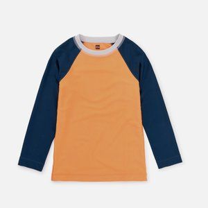 Tea Collection Boy's Long Sleeve Orange Navy Swim Rash Guard Top